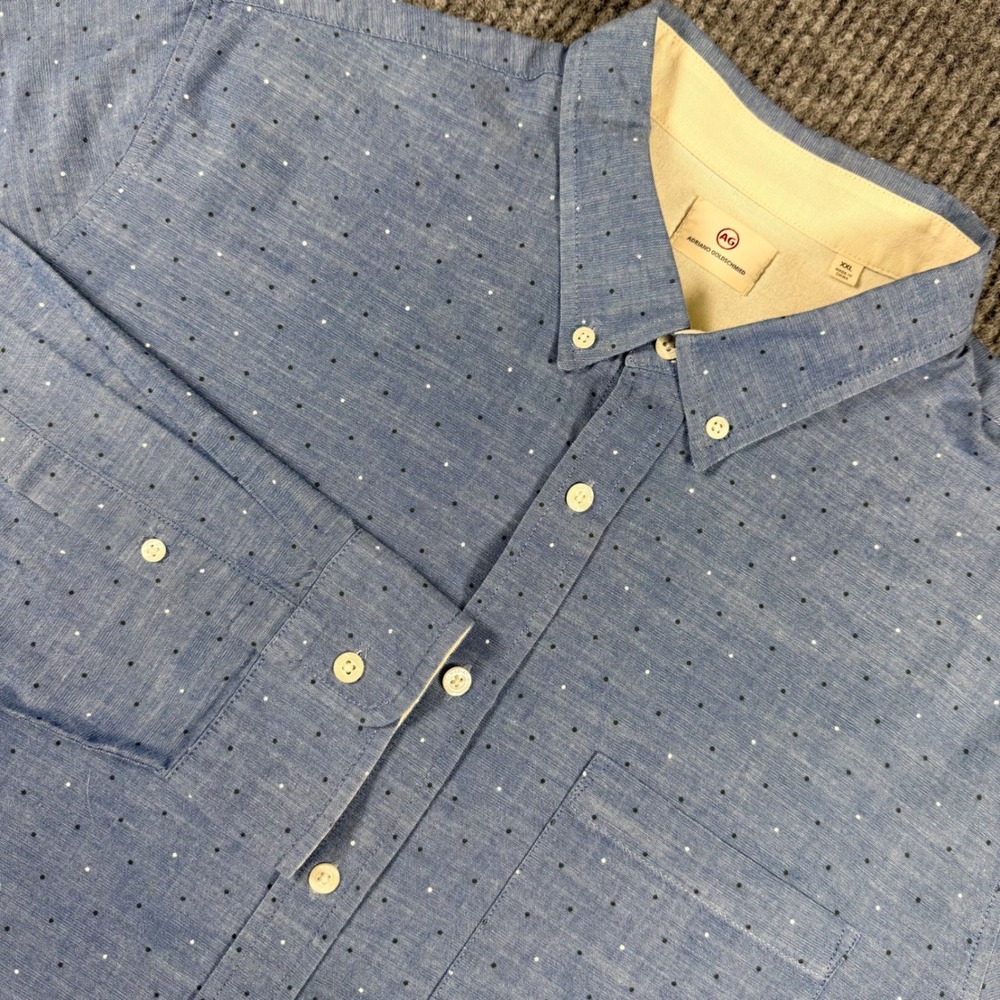 AG Adriano Goldschmied Mens XXL Blue Polka Dot Long Sleeve Button Down Shirt